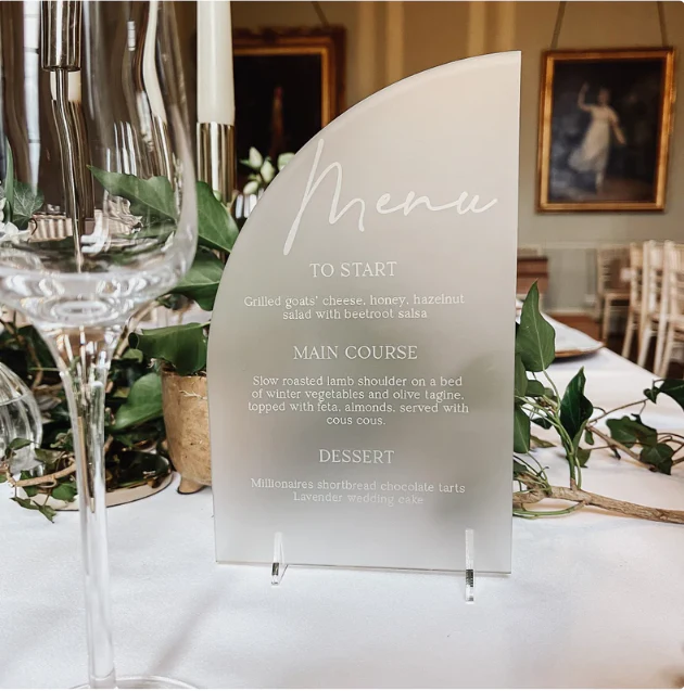 Gold Mirror Acrylic Arc Wedding Menu - Image 2