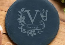 Custom Engraved Slate Coaster – Hand-Cut Natural Slate