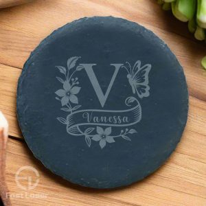 Custom Engraved Slate Coaster – Hand-Cut Natural Slate