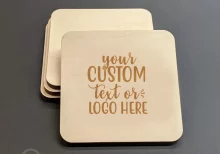 Logo Rounded Square Wood Coasters