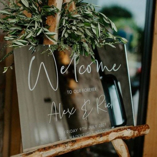 Silver Mirror Acrylic Wedding Welcome Sign - Image 4