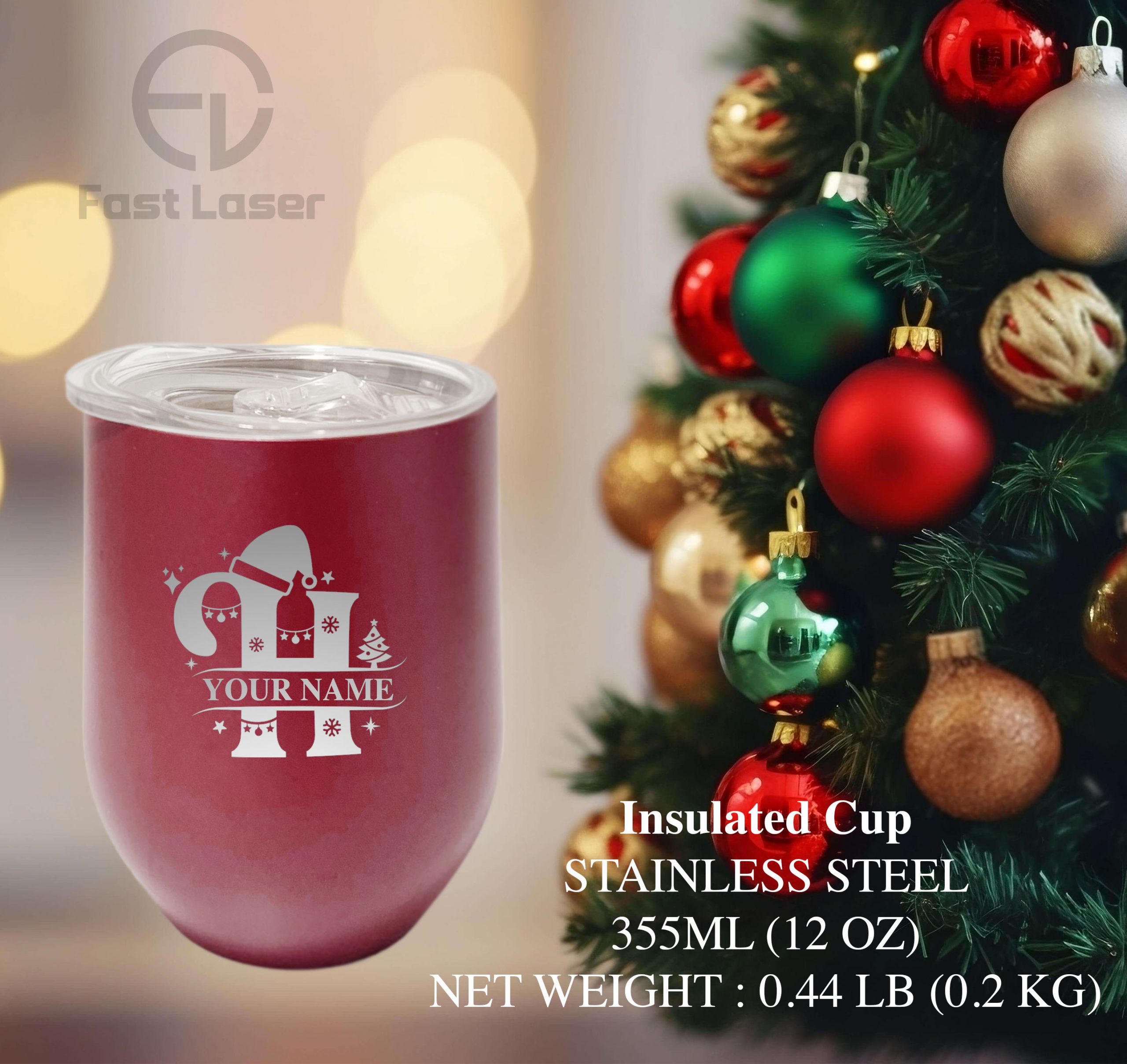 Dark Pink Insulated Cup – 12 oz with Personalized Engraving Available