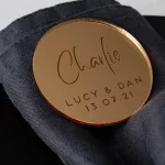 Gold Mirror Circle Wedding Place Cards